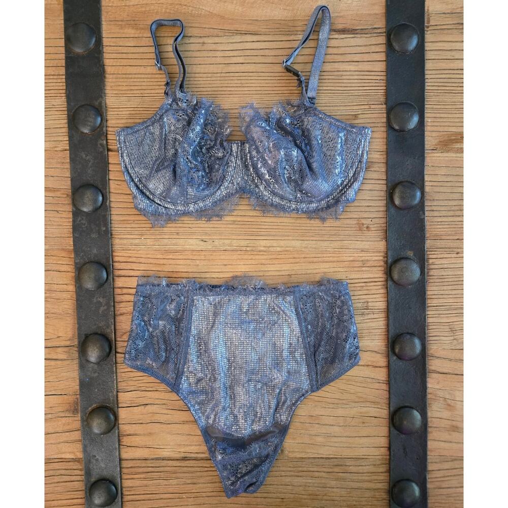 Victoria's Secret Dream Angels Wicked Lace Balconette Bra High Thong Set 34DD M